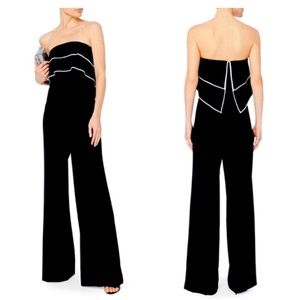 Jay Godfrey Navy Tiered Ruffle Overlay Johnston Strapless Jumpsuit Stunning!!